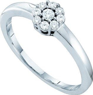 14KT White Gold 0.20 CTW Diamond Flower Ring: Vishal Jewelry: Jewelry