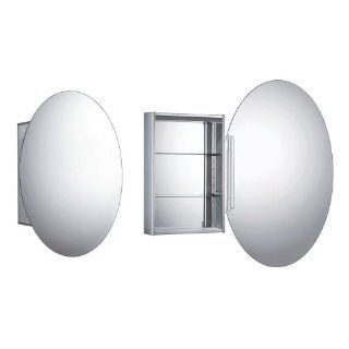 Whitehaus WHOLI Oval double faced mirrored door medicine cabinet with two adjustable glass shelves and mirror faced back wall Aluminum: Kitchen & Dining