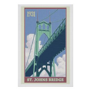 Vintage St. Johns Bridge Travel Poster