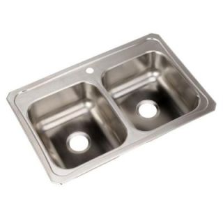 Elkay Celebrity Top Mount Stainless Steel 33x22x7 1 Hole Double Bowl Kitchen Sink CR33221