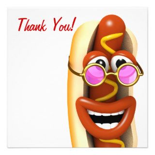 Thank You Cool Hippy Hot Dog Personalized Invites