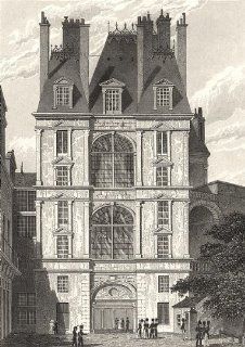 SEINE  ET  MARNE: Fontainebleau, Porte Dore; antique print 1831  