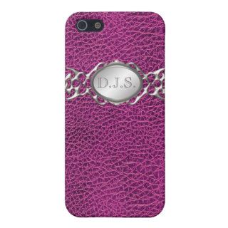 Pink Leather LOOK Silver LOOK Bling 4 iPhone 5 Covers