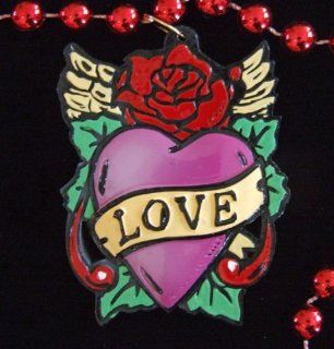 Red Rose Heart Tattoo Mardi Gras Bourbon Street Mardi Gras Beads New Orleans Bayou Lousianna Cajun Creole Party: Toys & Games