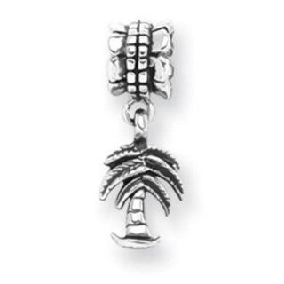 Sterling Silver Reflections Palm Tree Dangle Bead QRS498: Jewelry