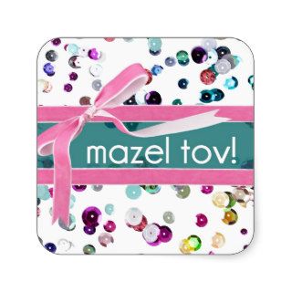 Sequins and Mazel Tov Square Stickers