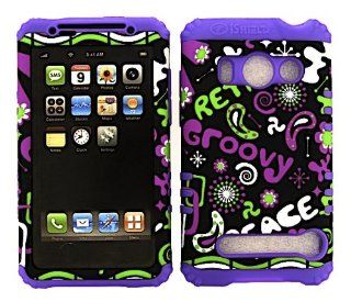 Cell Phone Skin Case Cover For Htc Evo 4g A9292 Retro Groovy Peace    Light Purple Rubber Skin + Hard Case Cell Phones & Accessories