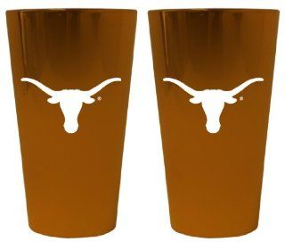 Texas Longhorns Lusterware Pint Glass   Set of 2 : Sports & Outdoors