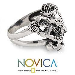 Men's Sterling Silver 'Lord Ganesha' Ring (Indonesia) Novica Men's Jewelry