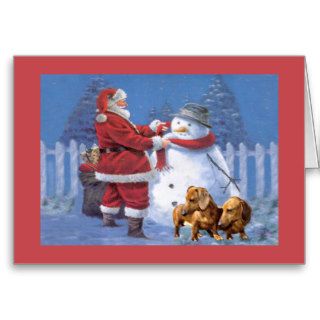 Dachshund Christmas Card Santa Snowman