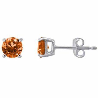 Ryan Jonathan Sterling Silver Round Fire Opal Stud Earrings (0.95 cttw): Natural Fire Opal Earrings: Jewelry