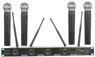 MUSYSIC MU U504 Professional 4 Channel UHF Diversity Handheld Wireless Microphone System: Musical Instruments
