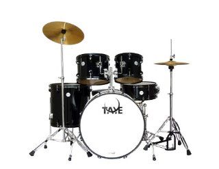 Taye Drums GAD522S BK 5 Piece Drum Set with E Plated Lugs and Rims: Musical Instruments