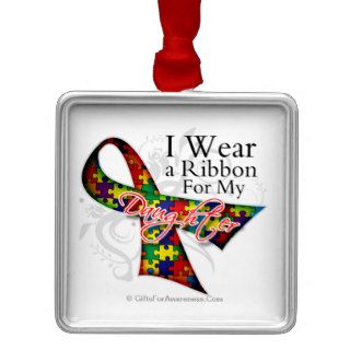 I Wear a Ribbon For My Daughter   Autism Awareness Ornaments