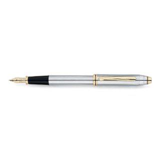Cross Townsend, Medalist, Fountain Pen, in Polished Chrome and 23 Karat Gold Plate with 23 Karat Gold Plated Nib Medium (506 MF) : Fine Writing Instruments : Office Products