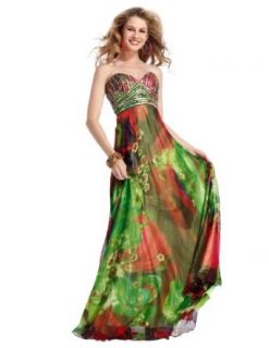 Clarisse Beaded Strapless Printed Prom Dress 1383 at  Womens Clothing store: