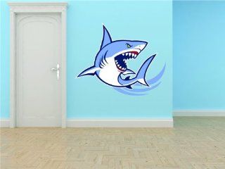 PRESCHOOL CLASSROOM Angry Shark Fish Wall   Best Selling Cling Transfer Decals Vinyl Peel & Stick Stickers Picture Art Mural Kids Boy Girl Color 506 Size : 18 Inches X 24 Inches   22 Colors Available   Wall Decor Stickers