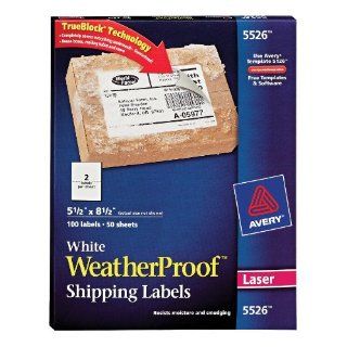 Avery Weatherproof Laser Shipping Labels, 5.5 x 8.5 Inches, Pack of 100 (5526) : Office Products