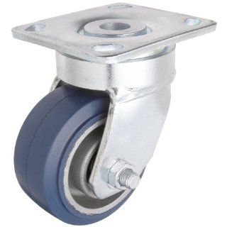 RWM Casters S45 Series Plate Caster, Swivel, TPR Rubber Wheel, Stainless Steel Plate, Stainless Steel Ball Bearing, 525 lbs Capacity, 6" Wheel Dia, 2" Wheel Width, 7 1/2" Mount Height, 4 1/2" Plate Length, 4" Plate Width: Industria