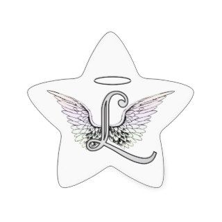 Letter L Initial Monogram with Angel Wings & Halo Star Stickers