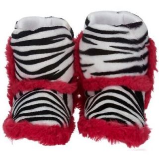 Capelli New York Zebra Printed Fur Boot & Fur Trim Girls Indoor Slipper Pink 10/11: Shoes