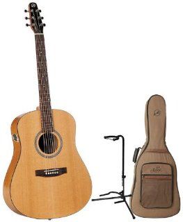 Seagull S6 Slim Acoustic Electric Guitar w/Seagull Gig Bag and Guitar Stand: Musical Instruments