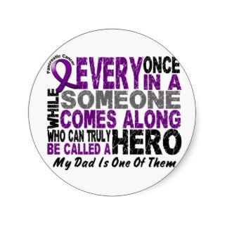 Pancreatic Cancer HERO COMES ALONG 1 Dad Stickers