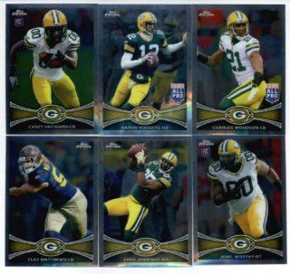 2012 Topps Chrome Football Green Bay Packers Team Set (9 Cards)  Aaron Rodgers, Clay Matthews, Greg Jennings, Jordy Nelson, JerMichael Finley, Charles Woodson, Jerel Worthy Rookie, Casey Hayward Rookie, Nick Perry Rookie: Sports Collectibles