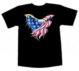 American Flag Harley Bald Eagle Black Biker USA Pride T shirt: Novelty T Shirts: Clothing