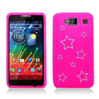 Bundle Accessory for Verizon Motorola Droid RAZR MAXX HD (NOT for RAZR or RAZR MAXX)   Star on Pink LaserArt Rubberized Designer Protective Hard Case Cover + MyDroid Transparent/Clear Decal: Cell Phones & Accessories