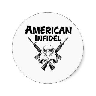 American Infidel Eagle Round Stickers