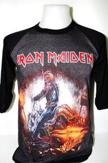 Iron Maiden Heavy Metal Rock Band Tour 3/4 Baseball Jersey T shirt Size M 