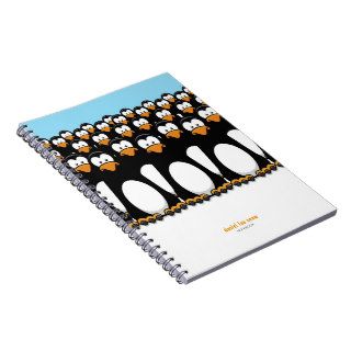 Crowd of Cartoon Penguins Personalizable Notebook