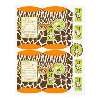 Safari Monkey & Pacifier Animal Print Box Template Personalized Flyer