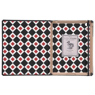 Black, White, Red Diamond Pattern Cases For iPad