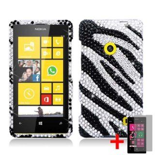 NOKIA LUMIA 521 WILD BLACK ZEBRA ANIMAL DIAMOND BLING COVER HARD PLASTIC CASE +FREE SCREEN PROTECTOR from [ACCESSORY ARENA]: Cell Phones & Accessories