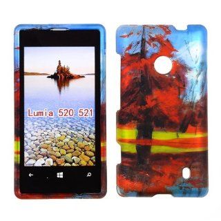 2D Red Art Tree Nokia Lumia 521 Case Cover Hard Case Snap on Cases Rubberized Touch Protector Faceplates: Cell Phones & Accessories