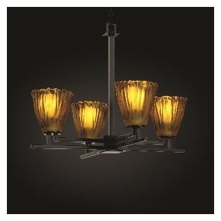 Justice Design GLA 8700 40 LACE NCKL Aero Four Light Chandelier, Glass Options: LACE: Lace Glass Shade, Choose Finish: Black Nickel Finish, Choose Lamping Option: Standard Lamping    