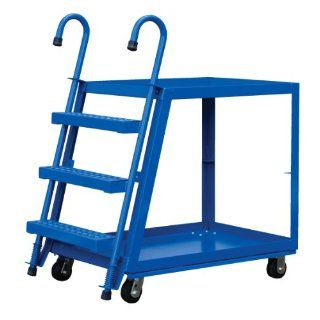 Vestil SPS2 2848 Steel Service Cart with Step Ladder, 2 Shelves, Blue, 1000 lbs Load Capacity, 35 5/8" Height, 48" Length x 28" Width: Industrial & Scientific