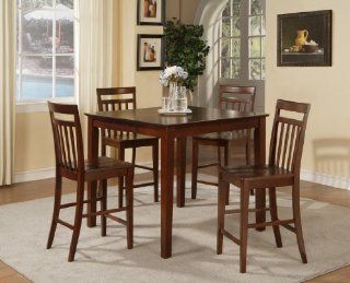 5 PC Square Counter Height Dining Room Table 4 Stools Mahogany Finish: Home & Kitchen