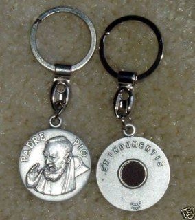 Saint Padre Pio Keychain with 3rd Class Relic, Holy Prayer Card and Velour Bag : Other Products : Everything Else