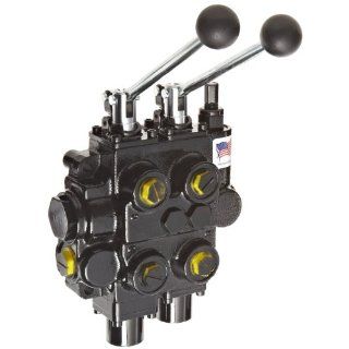 Prince RD526CCAB5A4B1E Directional Control Valve, Monoblock, Cast Iron, 2 Spool, 4 Ways, 3 Positions, Tandem, Spring Center, 3 Position Detent, No Centering Spring, Lever Handle, 3000 psi, 25 gpm, In/Out: #12 SAE, Work #10 SAE: Hydraulic Directional Contro
