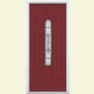 Masonite Providence Center Arch Painted Smooth Fiberglass Entry Door with Brickmold 24819