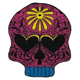 Novelty Iron on Patch   Skull Candy Skull Flower Power   Patch   Applique: Clothing