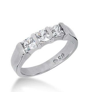 Diamond Wedding Ring 3 Princess Cut 0.30 ct Total 0.90 ctw. 531 WR2112: Wedding Bands: Jewelry