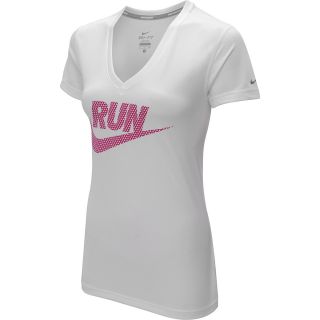NIKE Womens Legend V Neck Run Swoosh Short Sleeve T Shirt   Size: Medium,