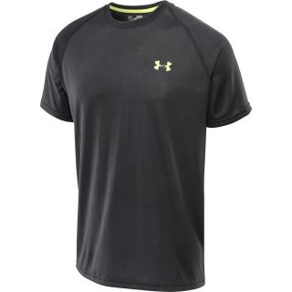 UNDER ARMOUR Mens UA Tech Embossed HeatGear T Shirt   Size Small, Black/yellow