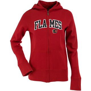 Antigua Womens Calgary Flames Signature Hood Applique Full Zip Sweatshirt  