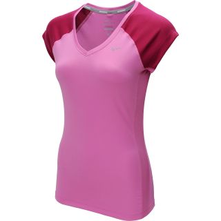 NIKE Womens Miler V Neck Cap Sleeve Running T Shirt   Size: Medium, Red
