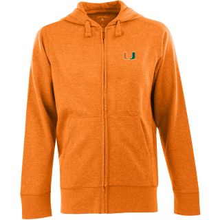 Antigua Mens Miami Hurricanes Fleece Full Zip Hooded Sweatshirt   Size: Large,
